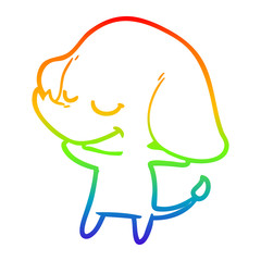 rainbow gradient line drawing cartoon smiling elephant