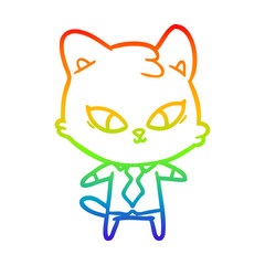 rainbow gradient line drawing cute cartoon cat