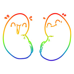 rainbow gradient line drawing cartoon happy kidneys