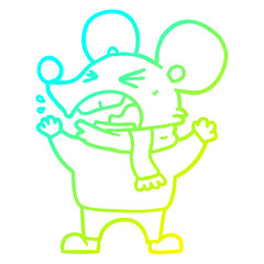 cold gradient line drawing cartoon angry mouse