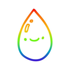 rainbow gradient line drawing cartoon raindrop