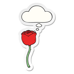 cartoon rose and thought bubble as a printed sticker
