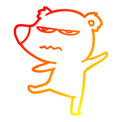 warm gradient line drawing annoyed bear cartoon pointing
