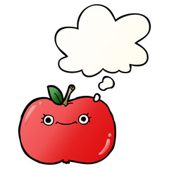cute cartoon apple and thought bubble in smooth gradient style