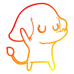 warm gradient line drawing cute cartoon elephant