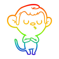 rainbow gradient line drawing cartoon monkey