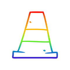 rainbow gradient line drawing cartoon road traffic cone