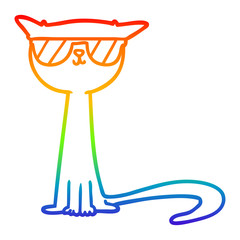 rainbow gradient line drawing cartoon cool cat