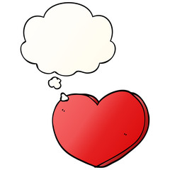 cartoon heart and thought bubble in smooth gradient style