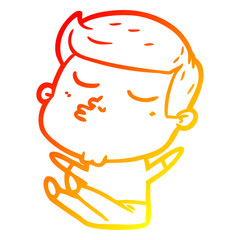 warm gradient line drawing cartoon model guy pouting