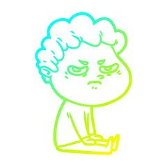 cold gradient line drawing cartoon angry man