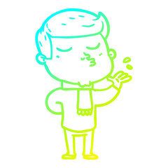 cold gradient line drawing cartoon model guy pouting
