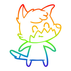 rainbow gradient line drawing cartoon friendly fox