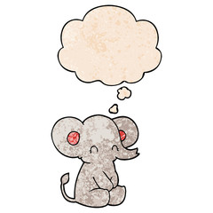 cute cartoon elephant and thought bubble in grunge texture pattern style