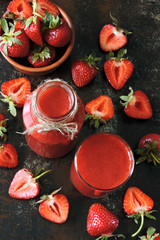 Fresh strawberry smoothie. Healthy detox drinks.