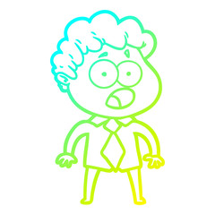 cold gradient line drawing cartoon man gasping in surprise