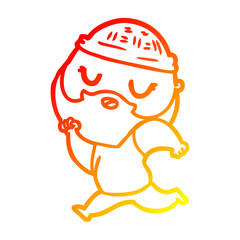 warm gradient line drawing cartoon man with beard