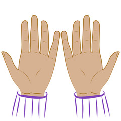 Palms of hands. Fast vector drawing of clean hands with palm outwards closeup. The concept of honesty, purity, goodwill. Clean guarantee of health