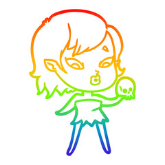 rainbow gradient line drawing cute cartoon vampire girl
