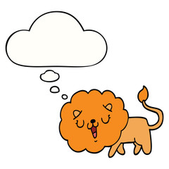 cute cartoon lion and thought bubble