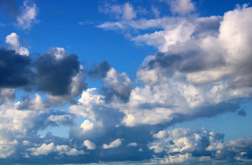 blue sky with white and dark clouds