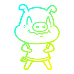 cold gradient line drawing nervous cartoon pig