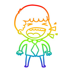 rainbow gradient line drawing cartoon laughing man