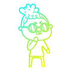 cold gradient line drawing cartoon annoyed woman