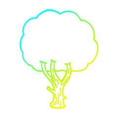 cold gradient line drawing cartoon blooming tree