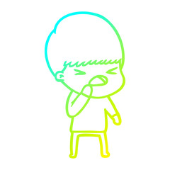 cold gradient line drawing cartoon stressed man