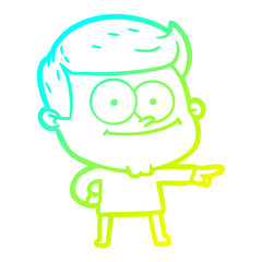 cold gradient line drawing cartoon happy man