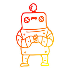 warm gradient line drawing cartoon robot