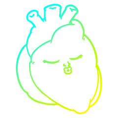 cold gradient line drawing cartoon heart