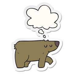 cartoon bear and thought bubble as a printed sticker