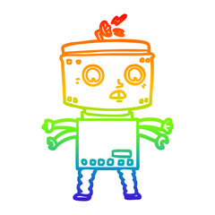 Naklejka premium rainbow gradient line drawing cartoon robot