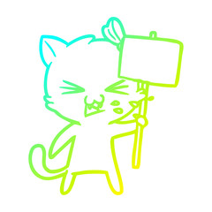 cold gradient line drawing cartoon cat