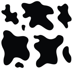 Vector seamless pattern of cow fur black dots print isolated on white background