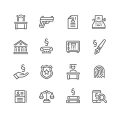 Law and Order Linear Vector Icons Set