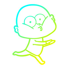 cold gradient line drawing cartoon bald man staring