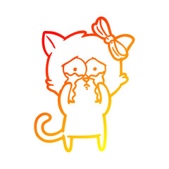 warm gradient line drawing cartoon cat
