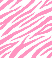 Vector seamless pattern of pink zebra stripes fur print isolated on white background © Sweta
