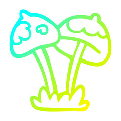 cold gradient line drawing cartoon mushroom