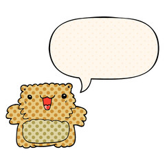 cartoon bear and speech bubble in comic book style