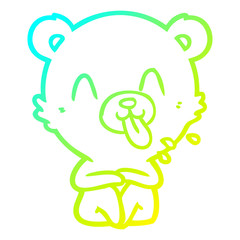 cold gradient line drawing rude cartoon polar bear sticking out tongue