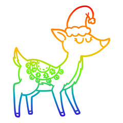rainbow gradient line drawing cartoon reindeer