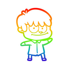 rainbow gradient line drawing happy cartoon man