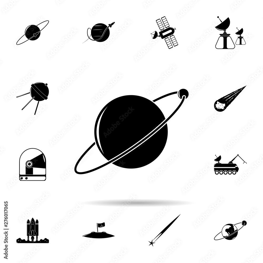 Poster planet and companion icon. universal set of space for website design and development, app developmen