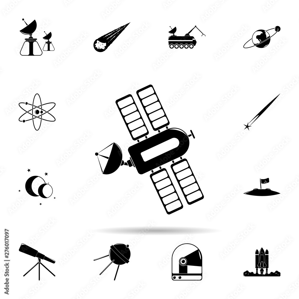 Poster satellite icon. universal set of space for website design and development, app development