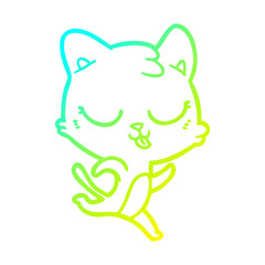 cold gradient line drawing cartoon cat running