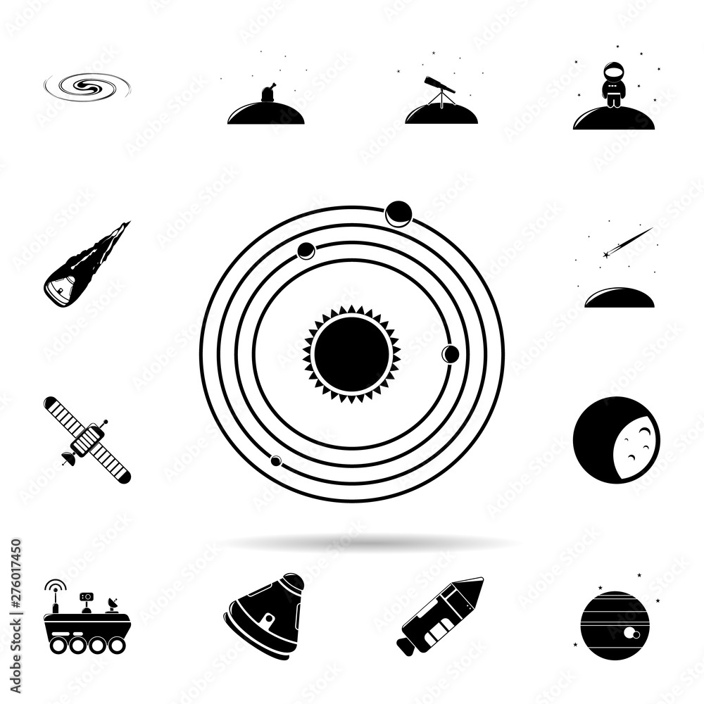 Poster solar system icon. universal set of space for website design and development, app development